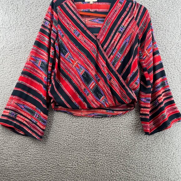Eight Sixty Womens Multicolor Striped Wrap Blouse Size XS - Picture 1 of 7